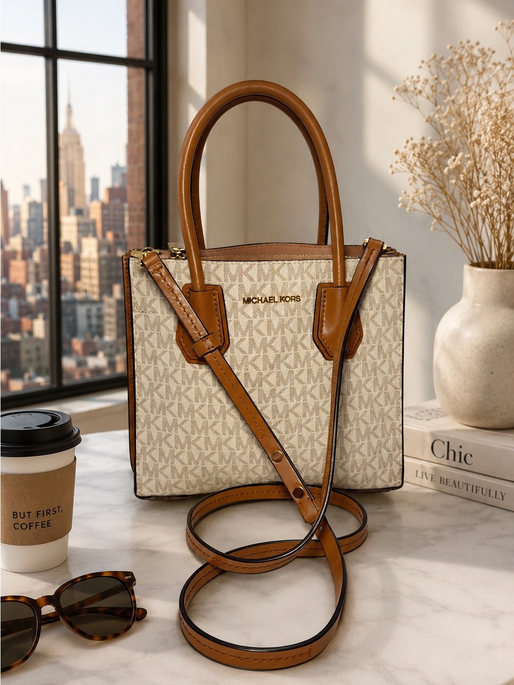 Michael Kors Signature Logo Mercer Medium Convertible Satchel